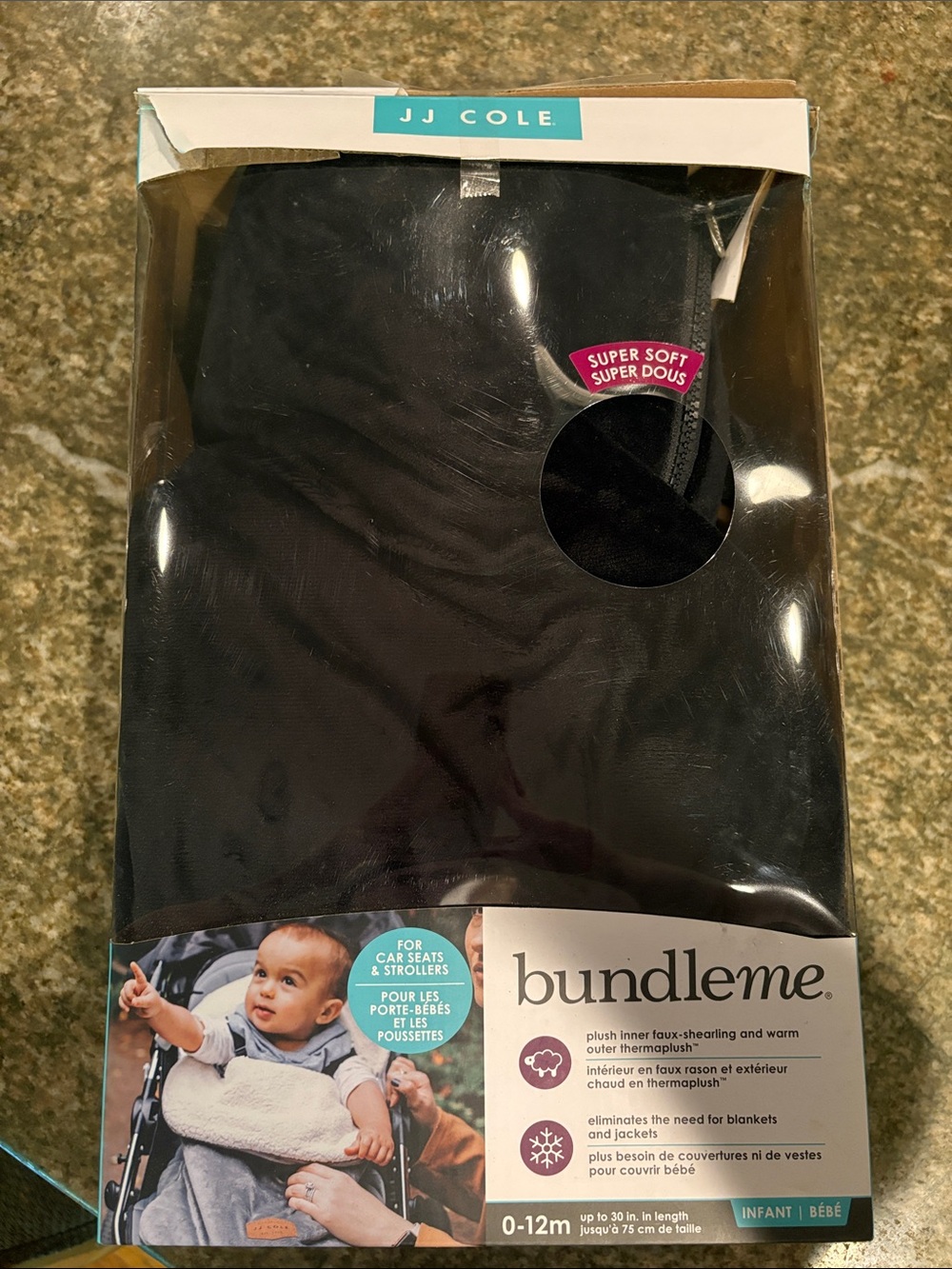 JJ Cole Black BundleMe Stroller Blanket - Plush Infant Cover